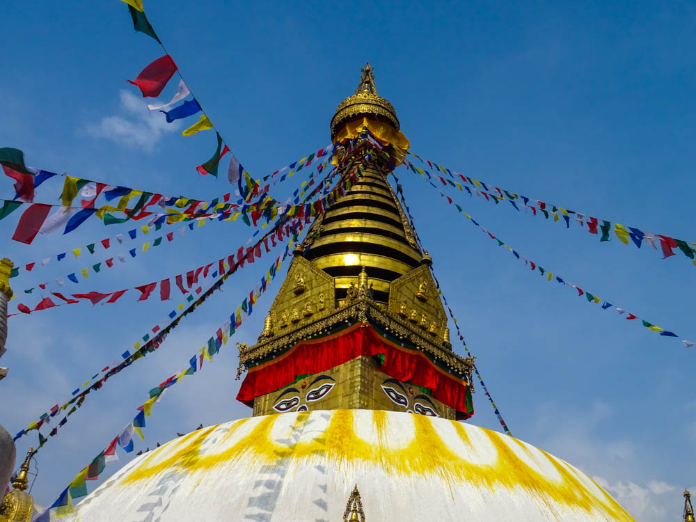 Stupa in der Tempelanlage Swayambhunath - Fernreise Nepal. Ausflugstipps in und um Kathmandu