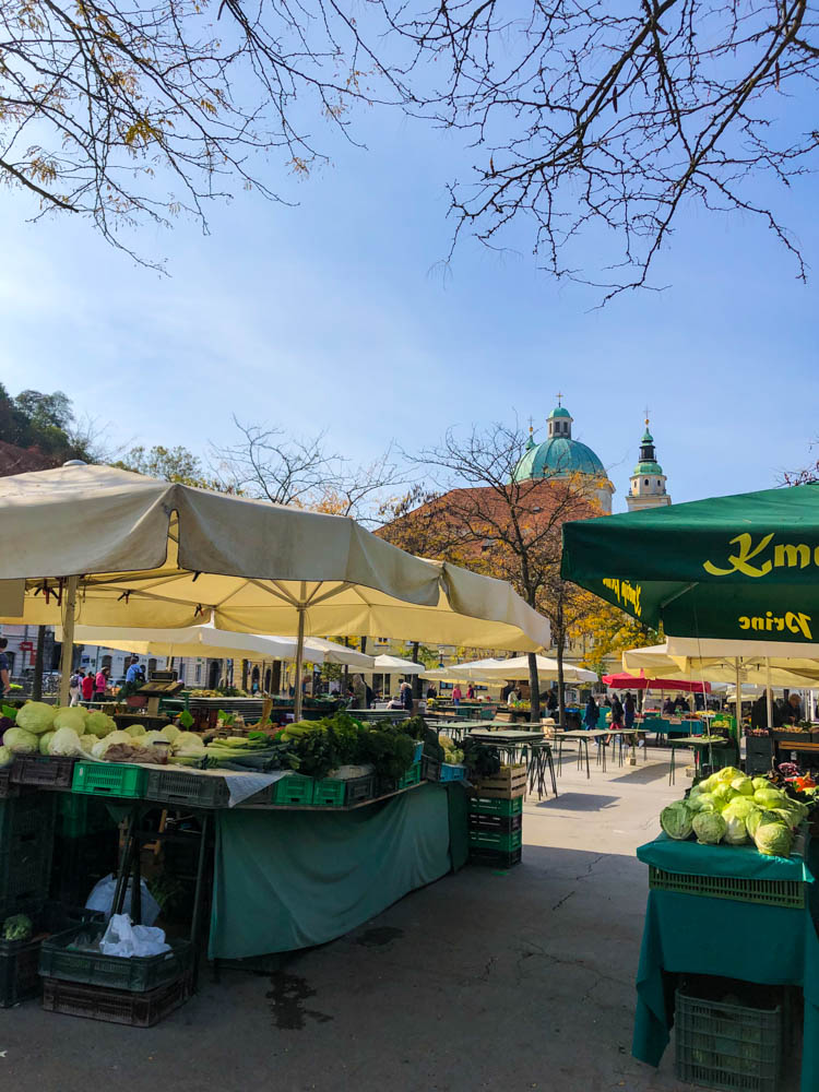 Ein Markt in Ljubljana - Hauptstadt Slowenien Roadtrip