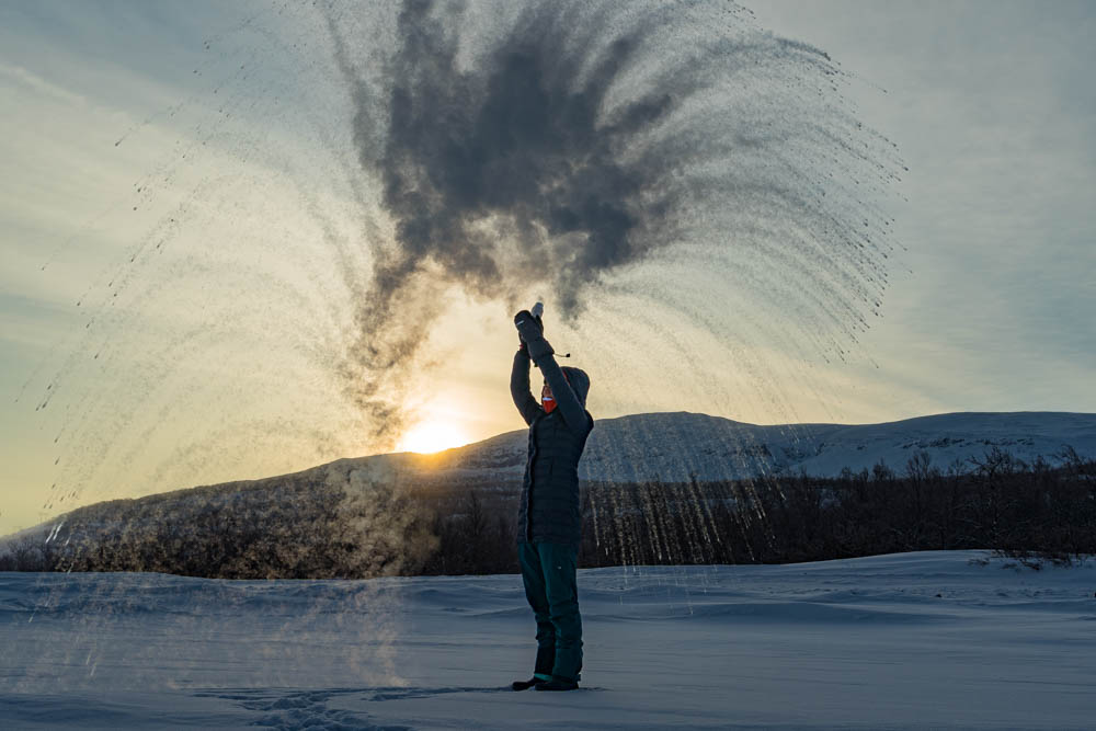 Melanie mit Empemba-Effekt im Abisko Nationalpark - Spielerei mit der Kamera